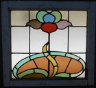 Edwardian Floral Abstract English Leaded Stained Glass Window 22 3 4  X  21 