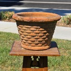 Vintage Terracotta Planter Basketweave Clay Pot Rope Rim Garden Rustic Heavy 11 