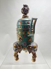 24    Marked Old China Cloisonn   Enamel Dynasty Palace Elephant Foot Censer