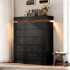 54  Tall 5 Drawer Dresser For Bedroom  Black Dresser With Led Light And Power Ou