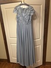 Jj House A-line Scoop Neck Floor-length Chiffon Lace Bridesmaid Dress Dusty Blue