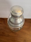 Vintage Glass Cocktail Shaker Aluminum Strainer Lid And Cap - Barware  11  Tall 