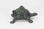 Vintage Bronze Turtle Trinket Box  Antique Brass Tortoise Figurine  Green Patina