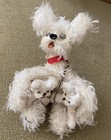 Vtg Poodle Chenille  Pipe Cleaners Dog Googly Eyes W pups Old  Japan Sticker