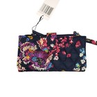 Vera Bradley Iconic Rfid Wristlet Wallet Womens Navy Multi Floral Print Quilted