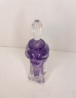 Vintage Signed Purple Abstract Art Glass Perfume Bottle W stopper 2000