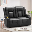 Leather Recliner Sofa Set  Swivel Massage Chairs  Loveseat With Cup Holders