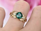 2 25ct Round Cut Vvs1 Green Emerald Wedding Vintage Ring 14k Yellow Gold Plated