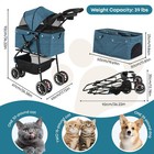 Pet Dog Cat Stroller 39 Lbs All-terrain 3 Wheels Compact Fold Travel Green