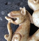 Vtg Chinese Carved Shoushan Soapstone Tiger With Bottle Antique Asian Decor