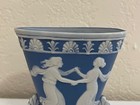 Vintage Antique Blue Jasperware Ceramic Vase W  Dancing Women Decoration