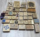 Mixed Lot Vintage Wooden Block Rubber Ink Stamps 90   s And 00   s Lot Of 42