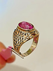 Rare Antique Russian Soviet 875  Silver Ring With Ruby  Stunning Jewelry