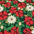 Vtg Christmas Tablecloth Poinsettias Holiday Pinecone Red Green Gold 55in X 77in