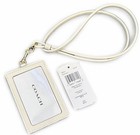 New Coach Lanyard Id Holder Badge Card Case Leather Chalk White F57311