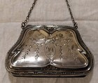 Antique 925 Sterling Silver Finger Purse dance Purse 1915 Edwardian Art Nouveau