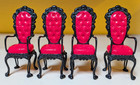 Monster High Goth Doll Red Tufted Chairs   Table Furniture Lot