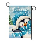 Welcome Winter Penguin Garden Flag 12x18 Double Sided Burlap Seasonal Snow 
