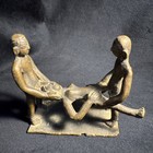 Antique Tibetan Bronze Erotic Motif Karma Sutra Sculpture Two Men   A Woman