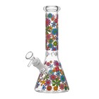 10 Inch Colorful Flower Beaker Bong Glass Bongs Water Pipe Hookah 14mm