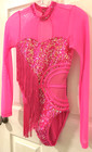 Tenth House Hot Pink Dance Costume Sequins Fringe Sheer