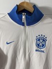 Brazil Cbf Jacket Womens Small White Blue Nike Soccer Full Zip Brasil Track Top
