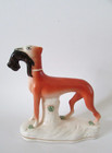 Vintage Red Staffordshire Dog Greyhound Figure With Rabbit