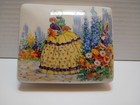 1930-40s Porcelain Trinket Box 4 5 X4 Inches Crinoline Lady Painted Lid