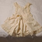 Vintage Full Length Apron Handmade Beige Ruffled Lace S m