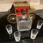 Vintage Stagecoach Liquor Decanter Set    carriage With Decanter   4 Shot Glasses