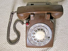 1970 s Vintage Itt Rotary Desk Phone Brown W red Message Notification Light