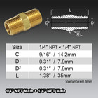4pcs 1 4 x1 4  Brass Pipe Hose Fitting With Npt Male Thread Straight Hex Nipple