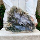 2 7lb Large Natural Agate Water Grass Quartz Slice Polishing Healing Meditation