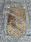 Vintage 60   s Mcm Georges Briard Gold Crown Glass Divided Appetizer Dish Tray
