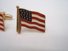 Vintage Cuff Links Usa American Flag Enameled Gold Tone Metal 