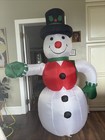 Gemmy Self Inflatable Snowman With Candy Cane 7 Ft Tall Air Blown Winter 7  Xl
