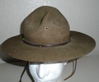 Vintage Boy Scouts Campaign Hat Men   s 6 3 4  54 Brown Felt Leather Strap Vintage