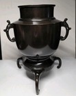 Antique 1800 s Japanese Bronze Vase W  Tripod Stand Decorative Handles Asian Art