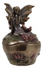 Ebros Art Nouveau Water Lily Fairy Small Trinket Decorative Jewelry Box 3 h