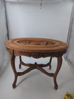 Antique Wooden Mermaid Plaque Side Table Hand Carved Estate Find 
