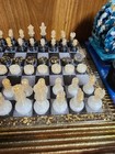 Handmade  Pearlescent Black  White  And Gold Flake Chess   Checker Board Set