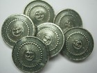 Chanel 6 Silver Metal Sparkle Sage Green  Buttons Cc Logo 14 Mm  Lot Six 