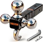 Tri-ball Trailer Hitch Mount With Tow Hook And Pin  Chrome 2in Receiver Ball Kit