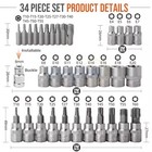 34pcs Drive Male Female Torx Star Bit Socket E-socket Set Handheld Tool Case Us