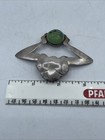 Art Nouveau Sterling Signed Female Nude W Green Glass Cabochon Abstract Estate