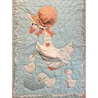 Vintage Mother Goose Baby Quilt Duck Gingham Lace Handmade Cottagecore Granny