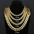 Miami Cuban Link Chain Necklace Bracelet 14k Gold Plated Stainless Steel 4-14mm
