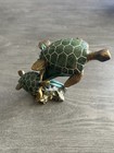 Green   Gold  Sea Turtles On Coral  Figurine