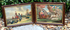 Pair Antique French Oil Canvas Napoleon Battle Scene Painting Rare 19thc