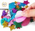 260 Pieces Colorful Glitter Foam Stickers Self Adhesive Stars Mini Heart Shapes 